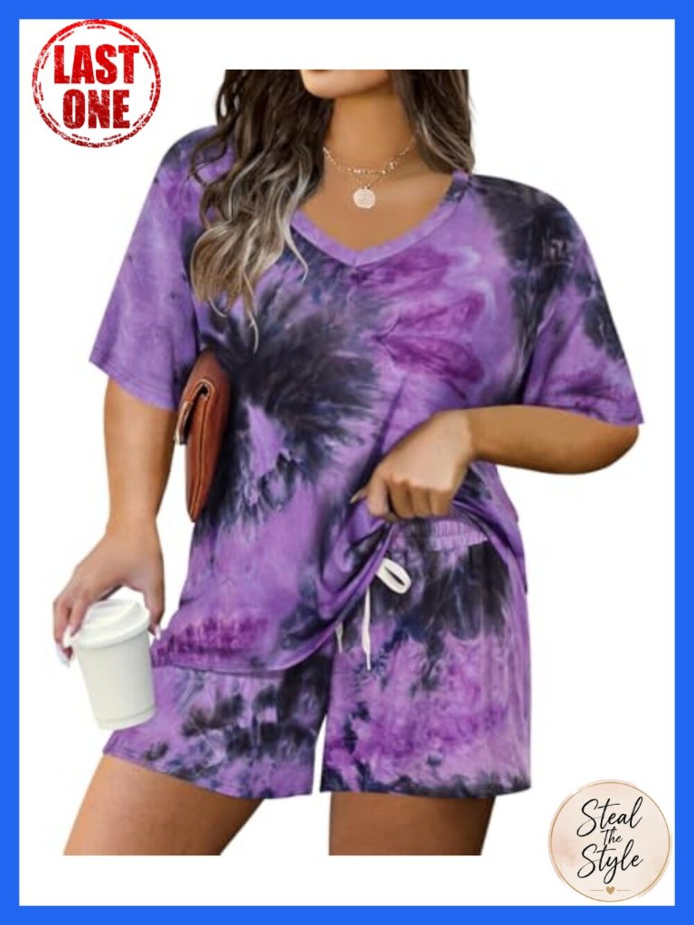 Plus Size 2 Piece Short Sleeve T-Shirt & Drawstring Shorts Lounge Set Pajamas